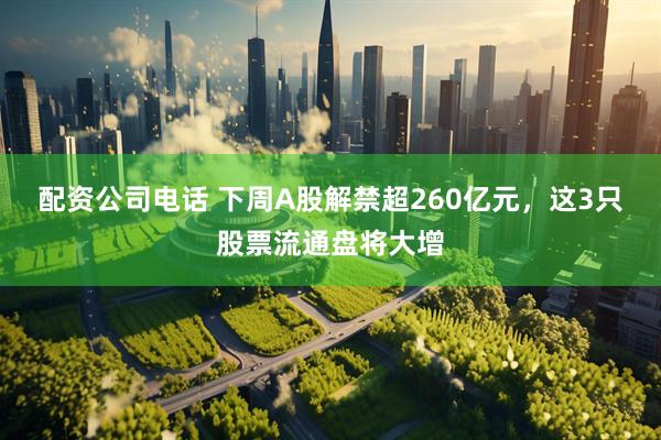配资公司电话 下周A股解禁超260亿元，这3只股票流通盘将大增