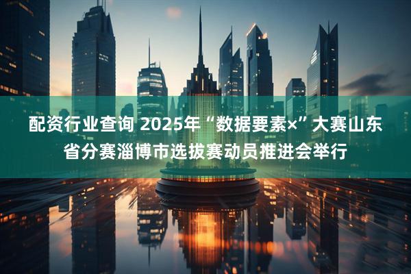 配资行业查询 2025年“数据要素×”大赛山东省分赛淄博市选拔赛动员推进会举行