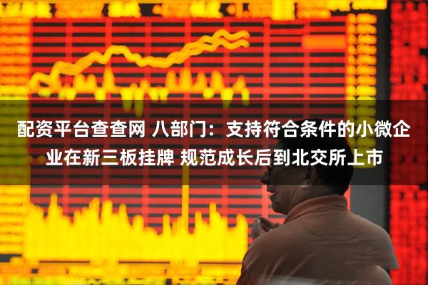 配资平台查查网 八部门：支持符合条件的小微企业在新三板挂牌 规范成长后到北交所上市